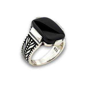 The Zeus Onyx Ring – Pure Silver with Rhodium Finish