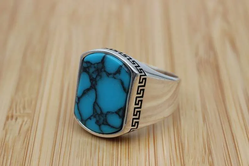 The Obsidian – Dual Stone Tiger Eye & Feroza Ring (925 Silver) - Image 5