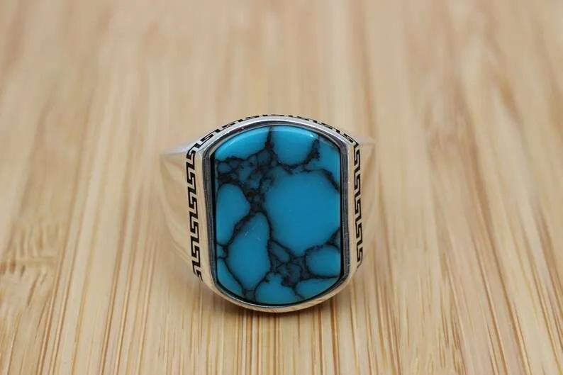 The Obsidian – Dual Stone Tiger Eye & Feroza Ring (925 Silver) - Image 4