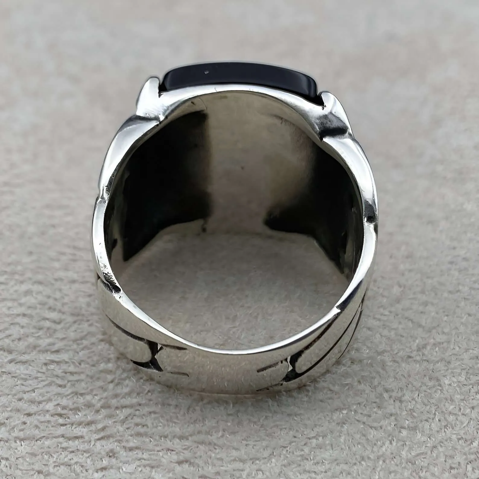 The Square Curb Ring – Pure Silver with Rhodium Finish - Image 5