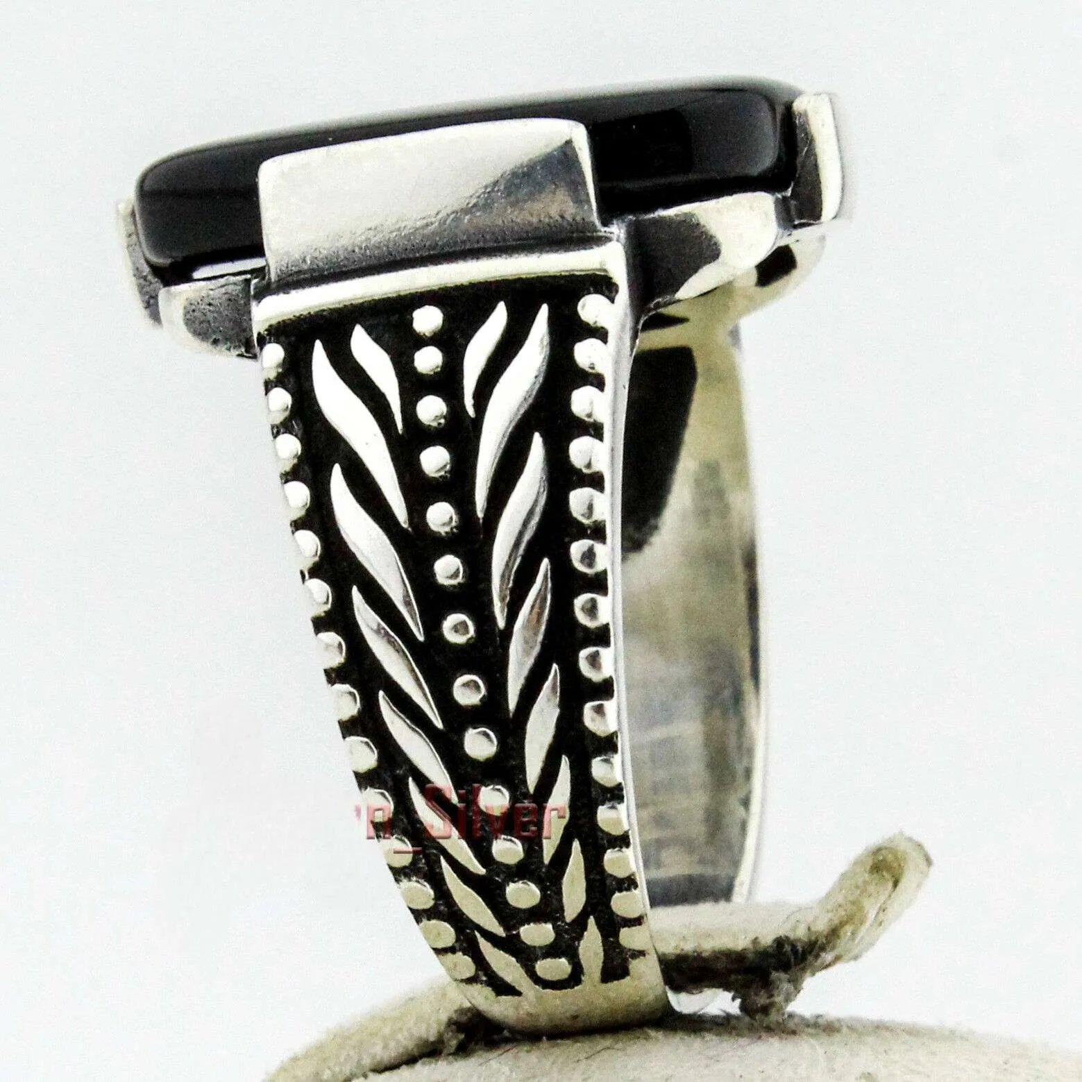 The Zeus Onyx Ring – Pure Silver with Rhodium Finish - Image 3