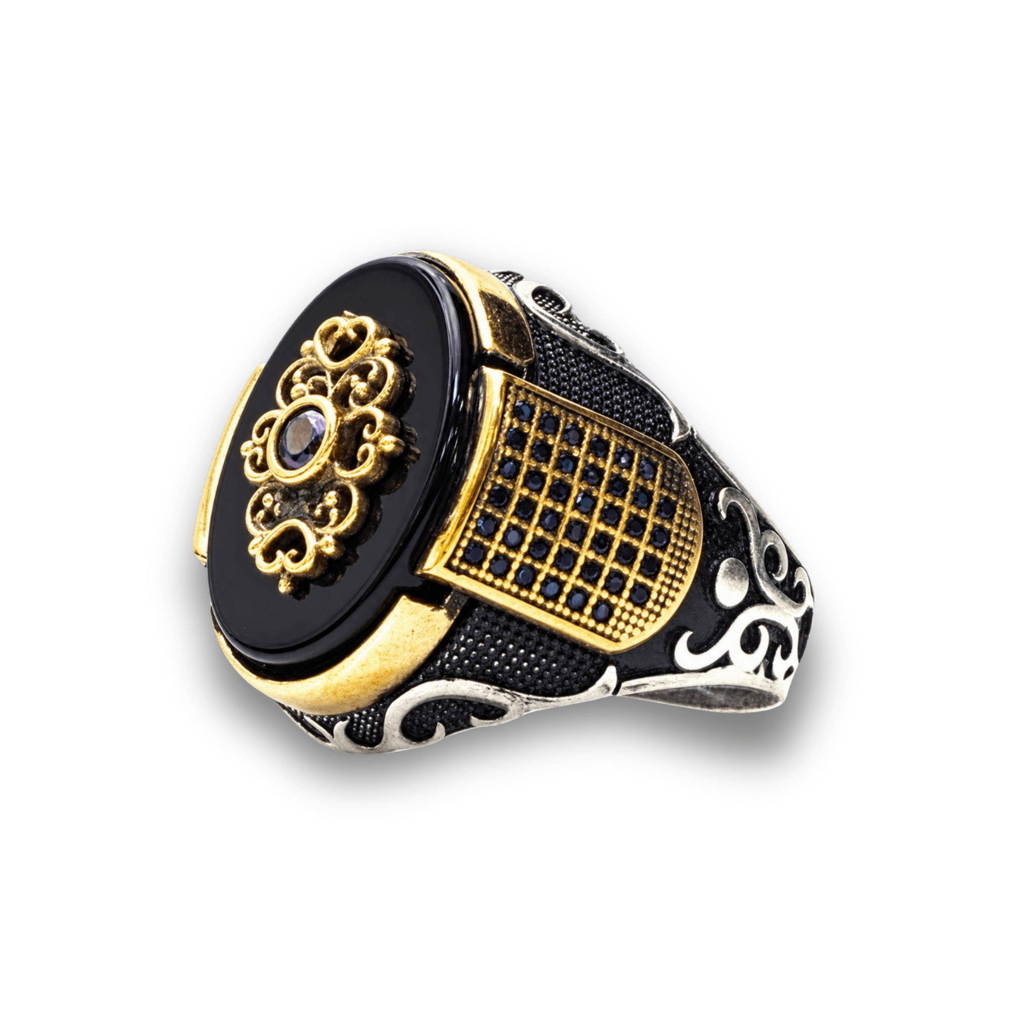 Obsidian Grand Majesty Ring – 925 Sterling Silver