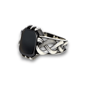 Authentic Black Onyx Stone Men’s Silver Ring 925 Sterling
