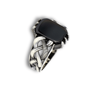 Authentic Black Onyx Stone Men’s Silver Ring 925 Sterling