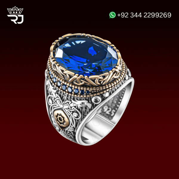 925 Sterling Silver Blue Sapphire Ring - Image 3
