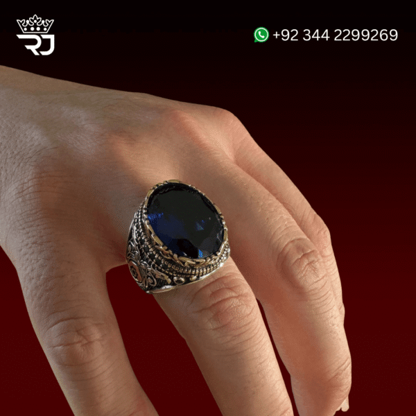 925 Sterling Silver Blue Sapphire Ring - Image 4