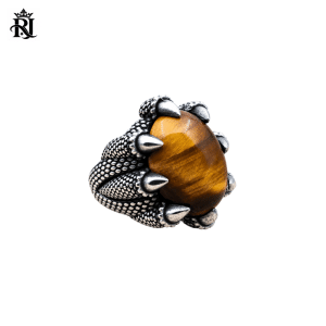 Royal Ottoman Falcon Claw Ring – 925 Silver & Tiger Eye
