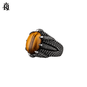 Royal Ottoman Falcon Claw Ring – 925 Silver & Tiger Eye