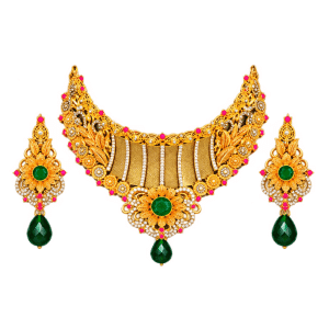 Emerald Royale Chandi Collar Set