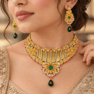 Emerald Royale Chandi Collar Set