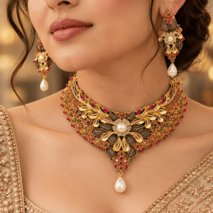Noor Heritage Chandi Collar Set