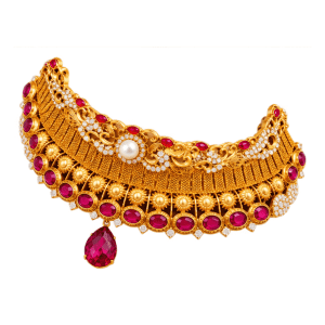 Royal Ruby Empress Chandi Collar Set