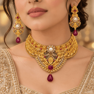 Ruby Maharani Chandi Collar Set