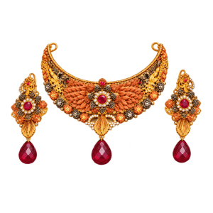 Ruby Elegance Chandi Collar Set